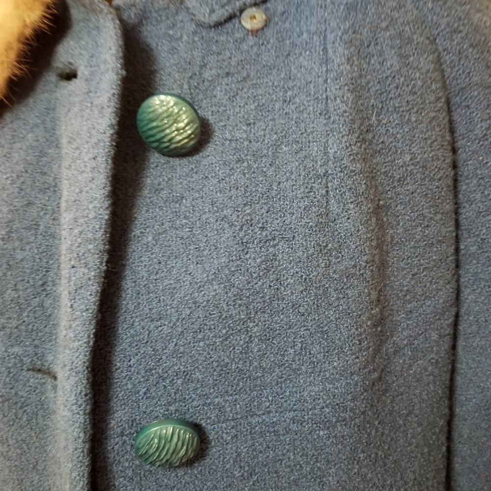 Vintage Wool Coat with Silver Fur Collar Sz L - Picture 11 of 13